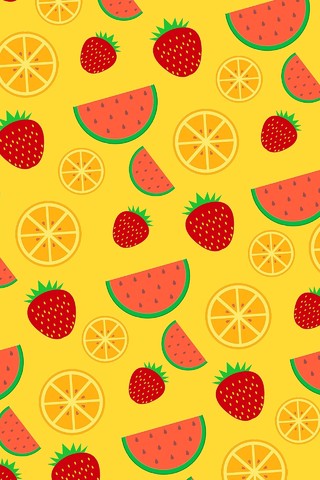 黄色卡通水果草莓橙子夏天西瓜海报背景